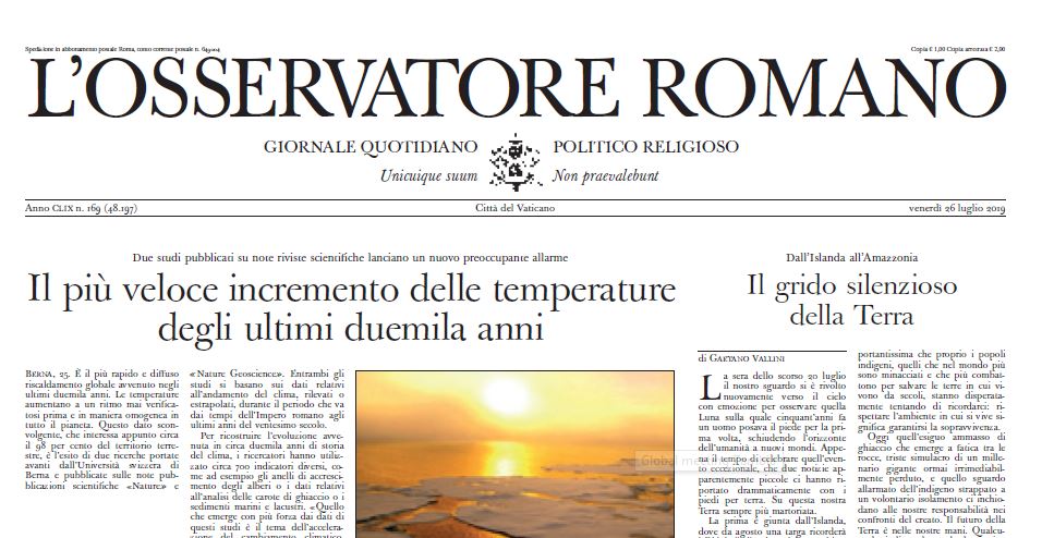 WASH in healthcare in L'Osservatore Romano, the official Vatican Newspaper